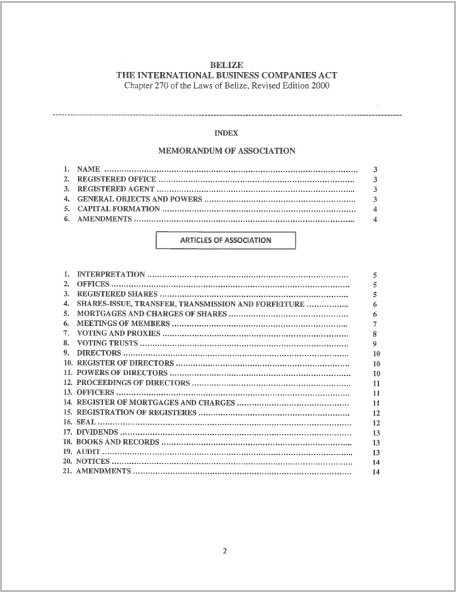 Memorandum and Articles of Association